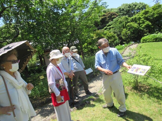 万葉の森公園を散策している入居者様