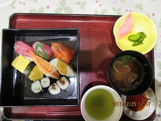 12月25日の握り寿司の食事